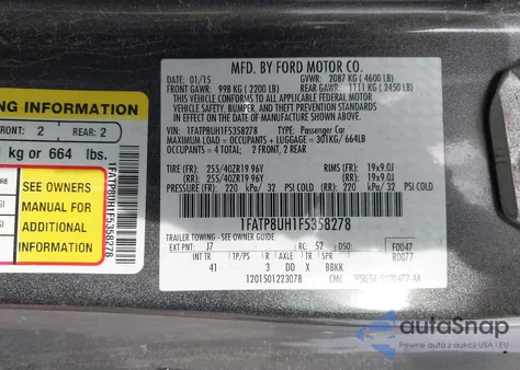 2015 Ford Mustang Ecoboost Premium z USA, uszkodzony, nr VIN 1FATP8UH1F5358278